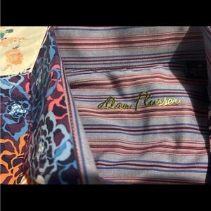 Lot Of 2 Alan Flusser Shirts Mens Med Bright Floral Print & Paisley Psychedelic